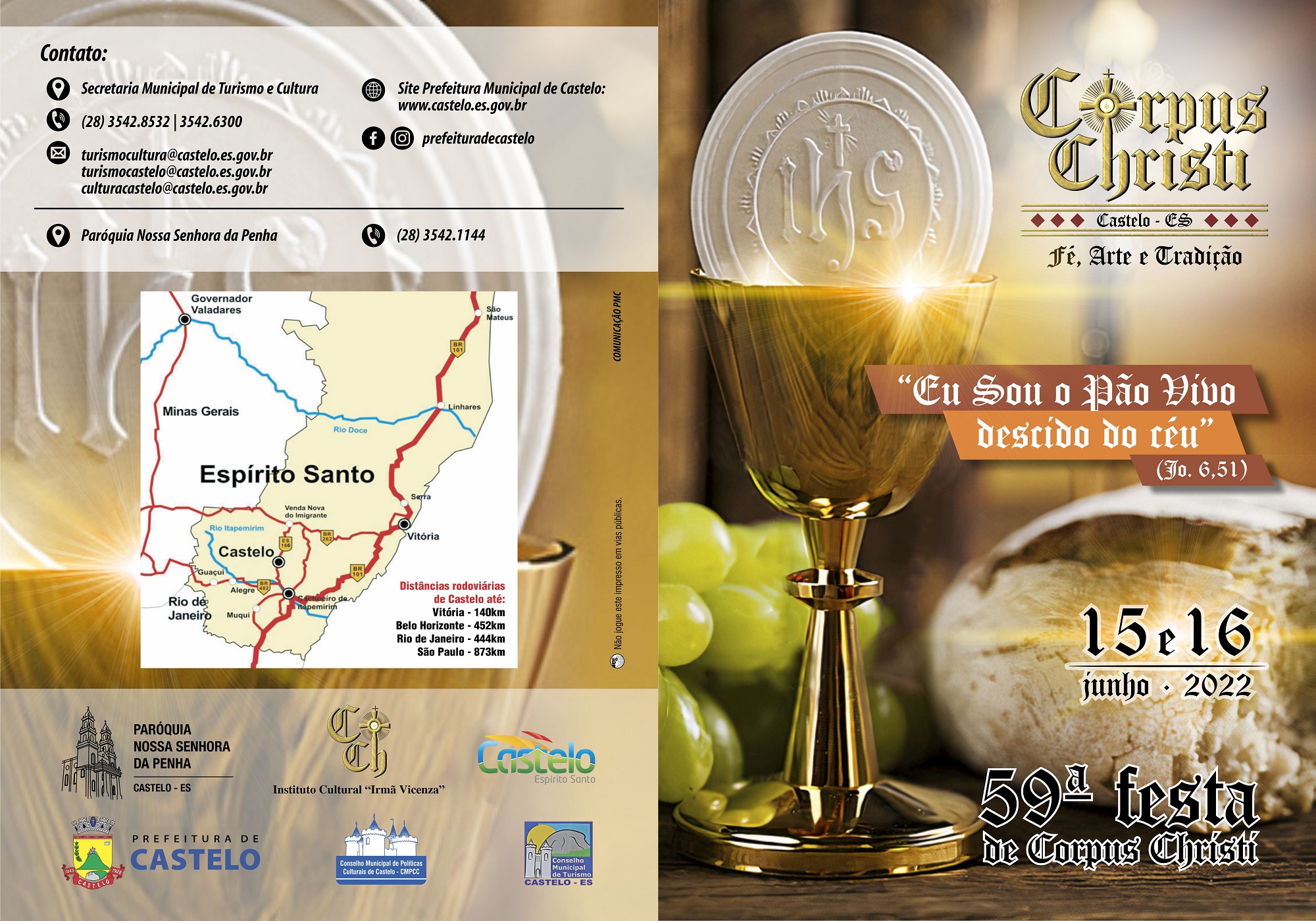 CONFIRA A PROGRAMAÇÃO DA 59ª FESTA DE CORPUS CHRISTI DE CASTELO QUE ACONTECE HOJE