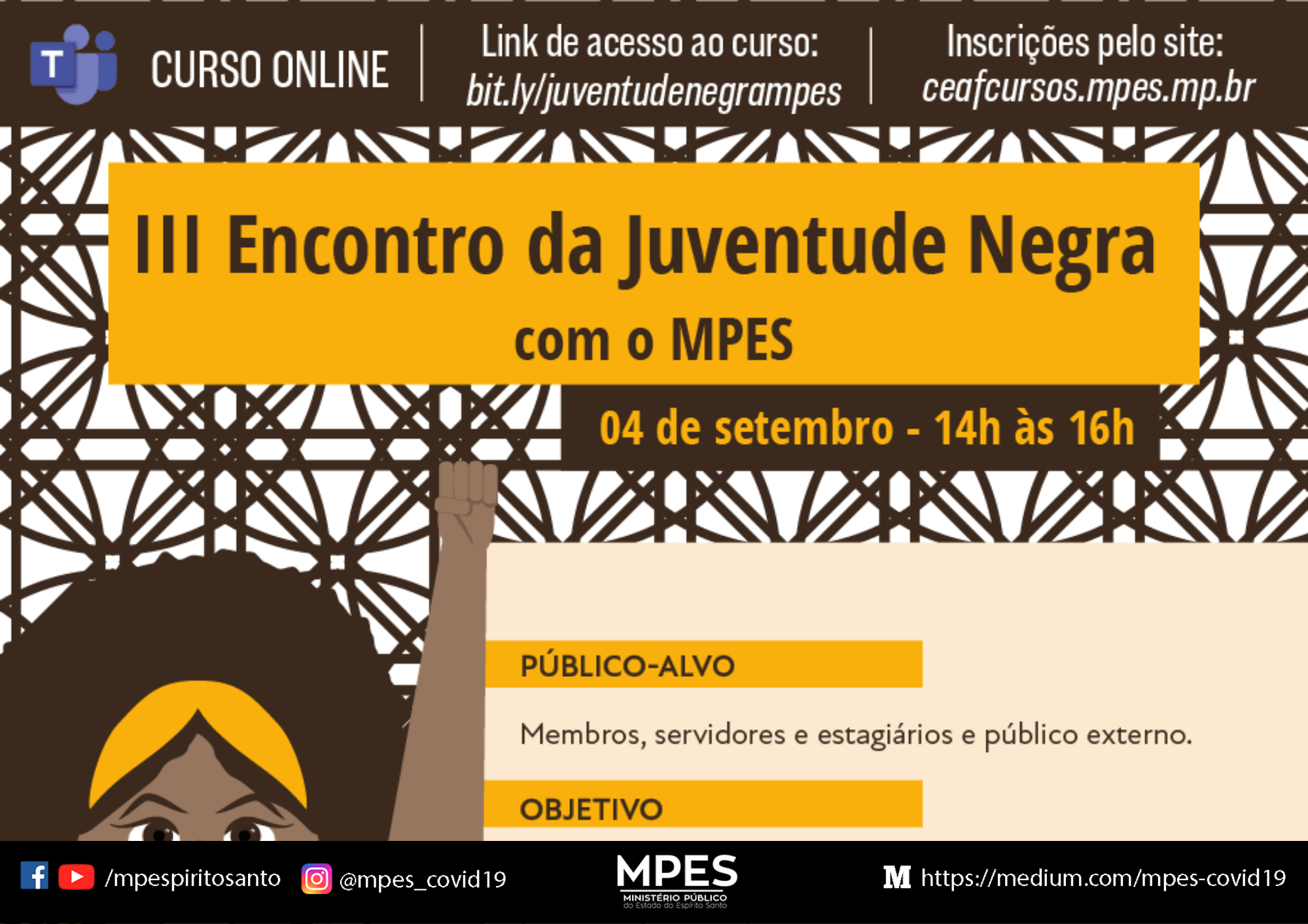 III Encontro da Juventude Negra com o MPES será online