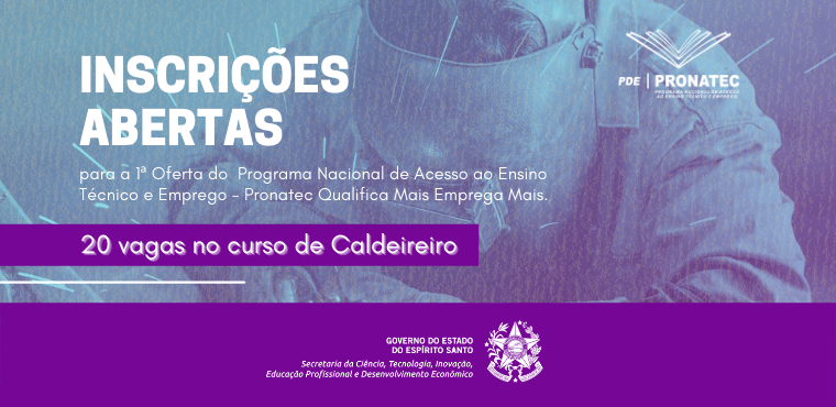 Governo do Estado abre inscrições para curso técnico de caldeireiro