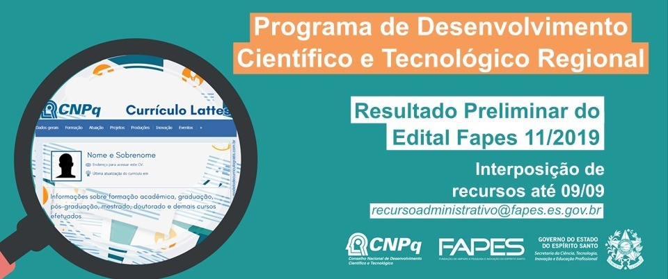 Fapes divulga resultado preliminar da seleção de bolsistas do PDCTR