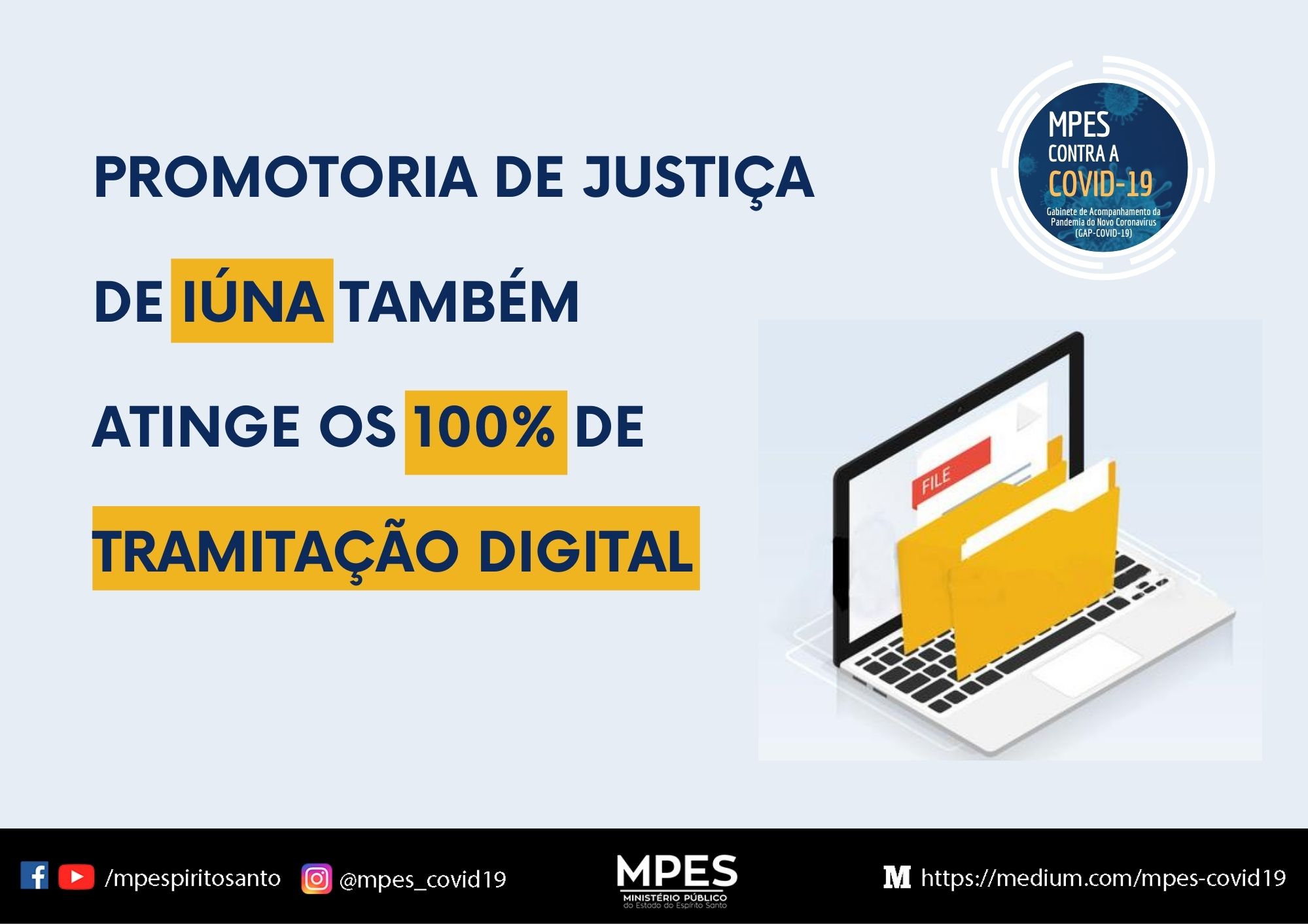 Promotoria de Justiça de Iúna também atinge os 100% de tramitação digital