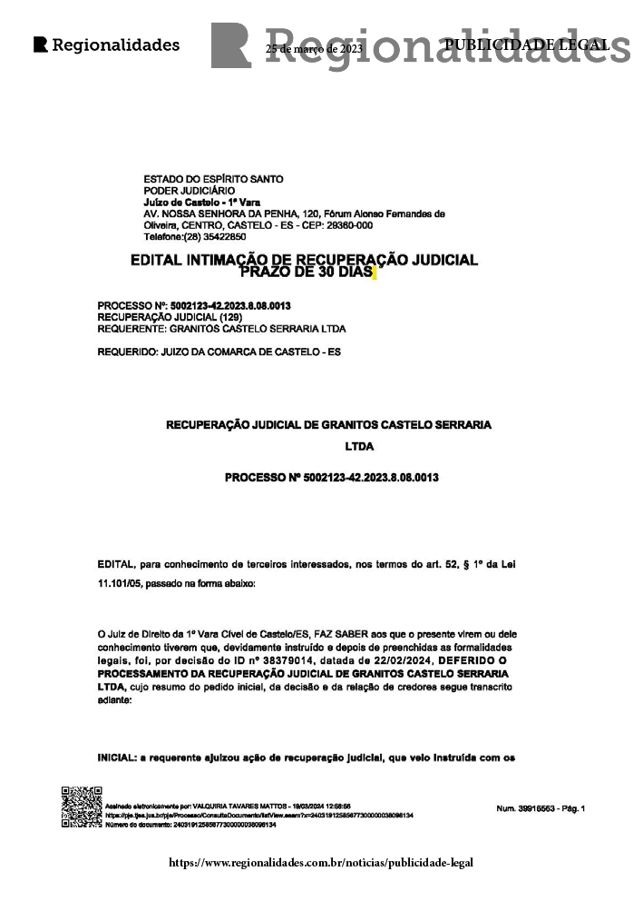 Publicidade Legal - Avisos e Editais - 25/03/2024