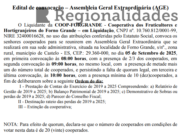 COOP-FORNOGRANDE - Avisos e Editais - 25/08/2025