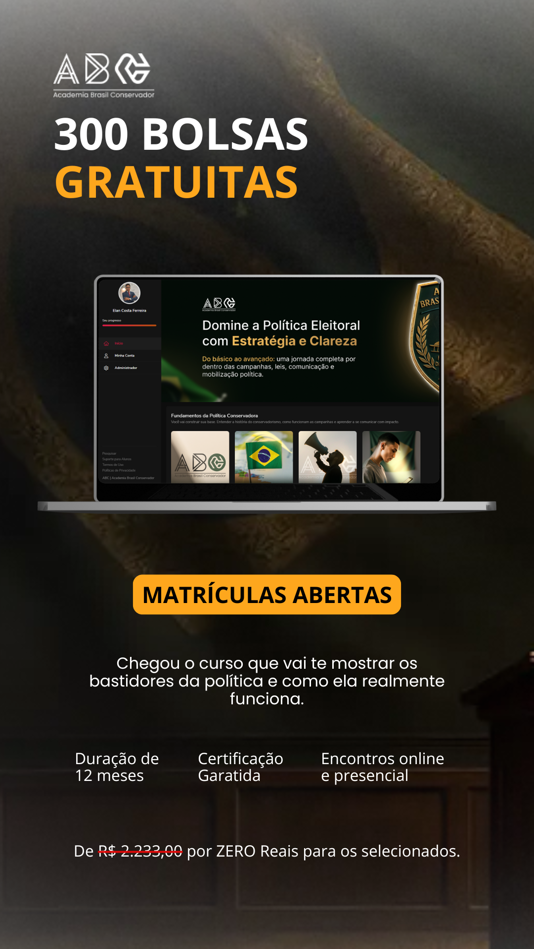 ABC - Academia Brasil Conservador disponibiliza 300 vagas gratuitas para Pré-MBA